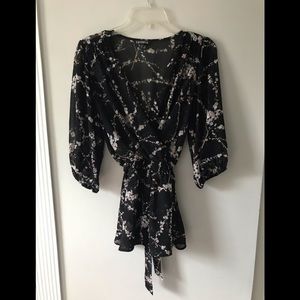 Express Brand sheer Abstract Floral Print Blouse